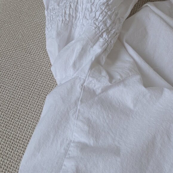 Pimkie 100% Cotton White Romantic Shirt With Smocking Detail on Sleeves, Size M - Picture 15 of 15